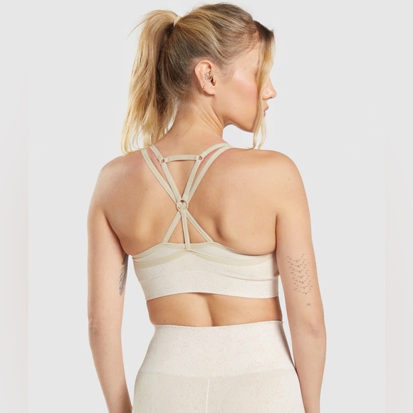 Gymshark adapt fleck seamless sports bra mineral coconut white medium - Picture 2 of 9